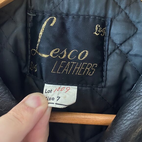 vintage LESCO Black Leather Jacket motorcycle preowned - Picture 2 of 16